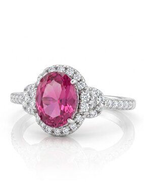 Oval Pink Topaz Gemstone ring, 925 Sterling Silver Charmed Aroma